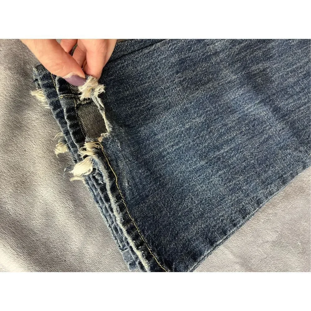Joe's Jeans Womens Size 26 Blue Eno Flared Low Rise Distressed Whisker Cotton